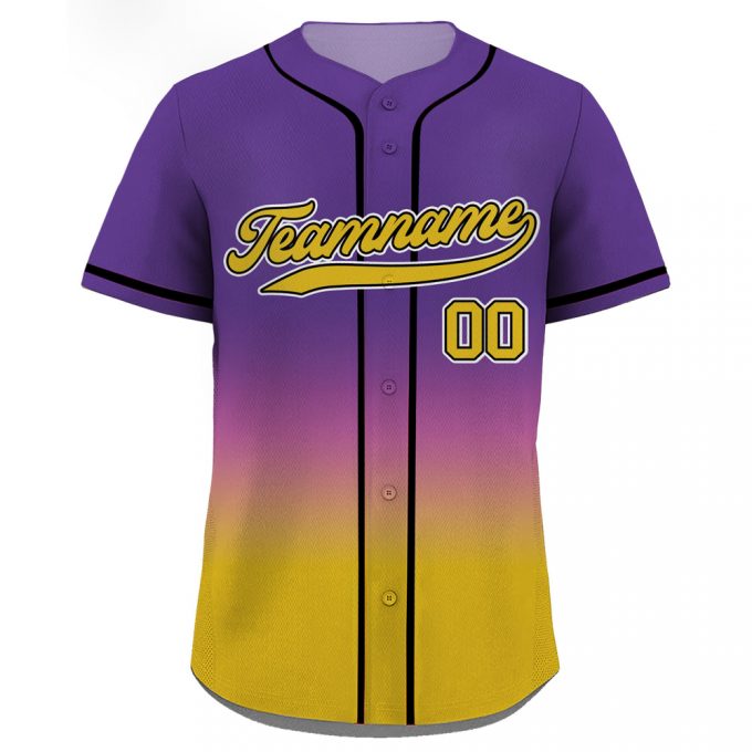 Custom Purple Yellow Gradient Baseball Jersey With Team Name &Amp; Number - Men Women Youth Perfect Gifts For Baseball Fans 2