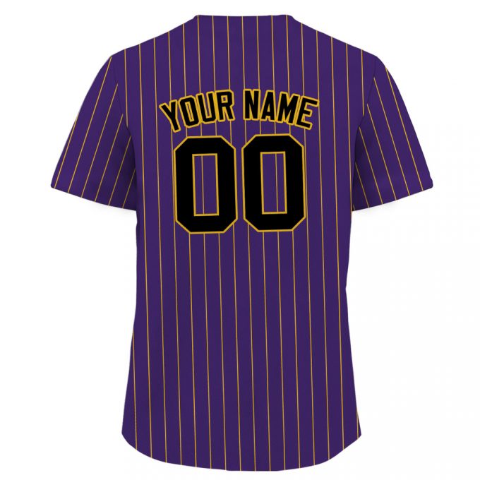 Custom Printed Purple Yellow Pinstripe Baseball Jersey Personalized Teamname Name Number Jerseys For Men Women Youth Ideal Gifts For Baseball Fans (282 Characters) 2