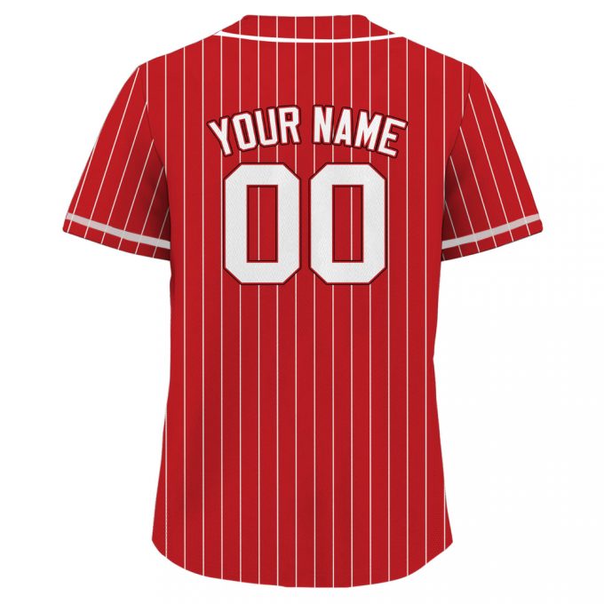 Custom Printed Red White Pinstripe Baseball Jersey Personalized Teamname Name Number Men Women Youth Jerseys Perfect Gifts For Baseball Fans 2