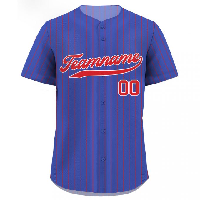 Custom Printed Royal Blue Red Pinstripe Baseball Jersey Personalized Teamname Name Number Jerseys For Men Women Youth Great Gift For Baseball Fans 2