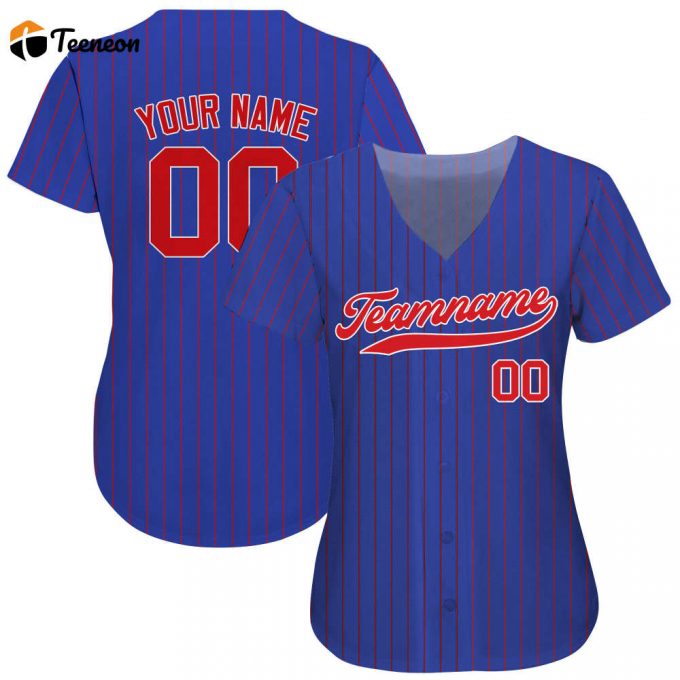 Custom Printed Royal Blue Red Pinstripe Baseball Jersey Personalized Teamname Name Number Jerseys For Men Women Youth Great Gift For Baseball Fans 1