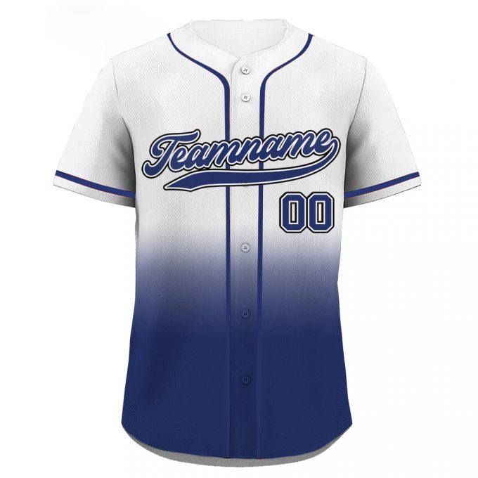 Custom Royal White Gradient Baseball Jersey With Teamname Name &Amp; Number - Perfect Jerseys For Men Women Youth Ideal Gifts For Baseball Fans 2