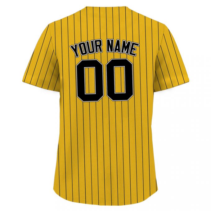 Custom Yellow Black Pinstripe Baseball Jersey Personalized Teamname Name Number Jerseys For Men Women Youth Ideal Gifts For Baseball Fans 2