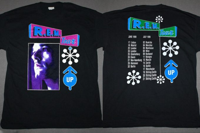 R E M 1999 Up Tour T-Shirt: Official Rem Band Shirt Rock Tour Shirt 90S Concert Tee 2