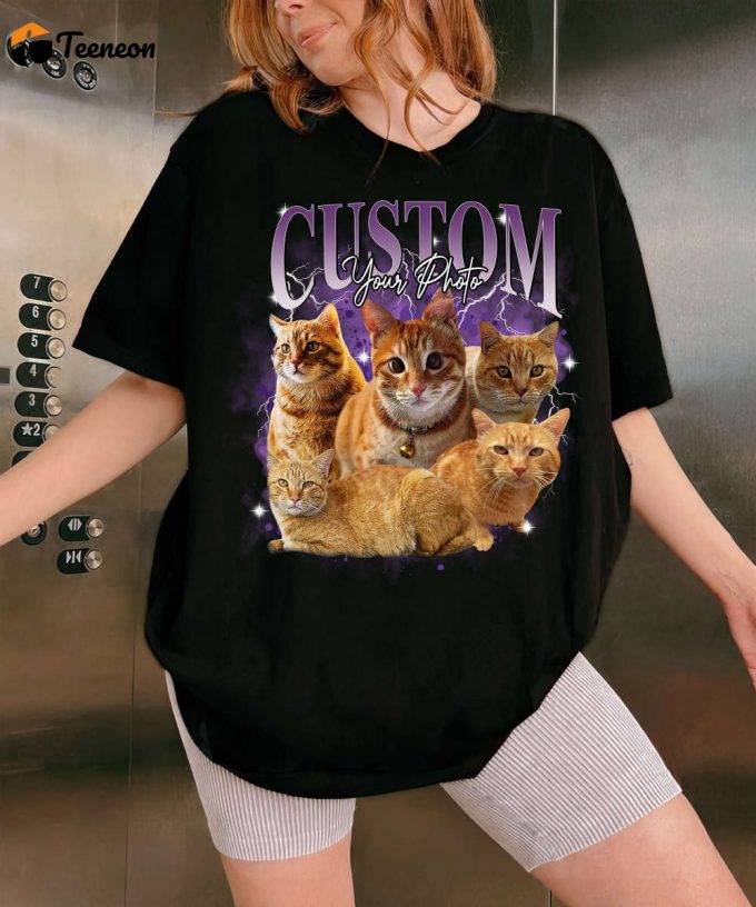 Retro Custom Cat Bootleg Shirt 90 S Tee Pet Photo Cat Portrait Gift For Cat Owners &Amp;Amp; Pet Lovers 1