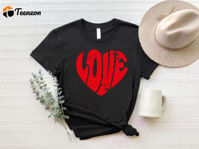 Retro Love Heart Valentines Day Shirt - Cute Trendy Gift For Women - Heart Shirt Love T-Shirt 1