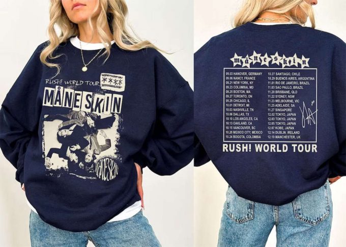 Vintage Retro Maneskin Rush World Tour 2023 Shirt: Exclusive Music Tour Merch 2