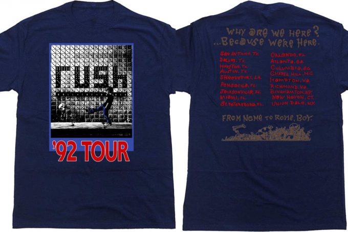 Vintage Rush 92 Tour T-Shirt: Nome To Rome 1992 Rock Band Shirt 3