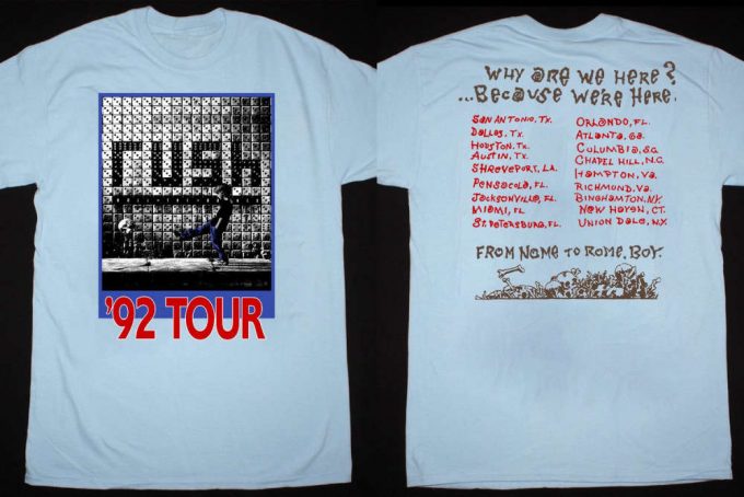 Vintage Rush 92 Tour T-Shirt: Nome To Rome 90S Rock Band Shirt 3