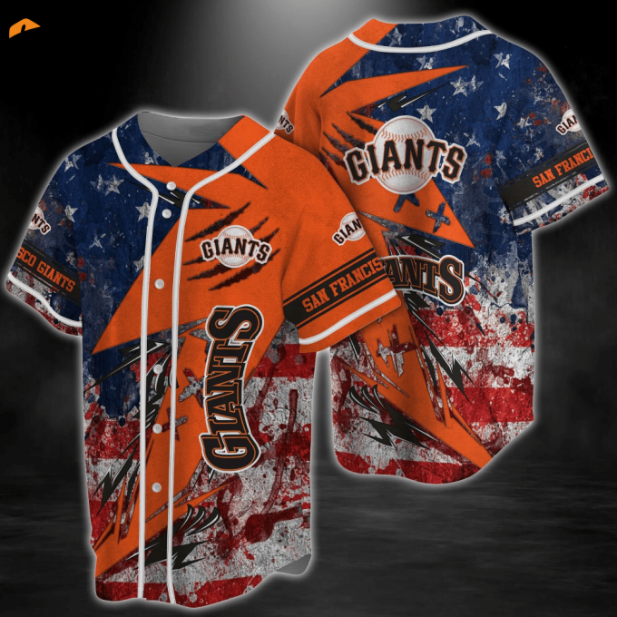 San Francisco Giants Mlb Baseball Jersey Shirt With Us Flag 1