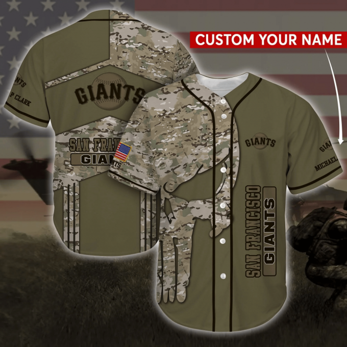 San Francisco Giants Mlb Personalized Camo Baseball Jersey Shirt 2