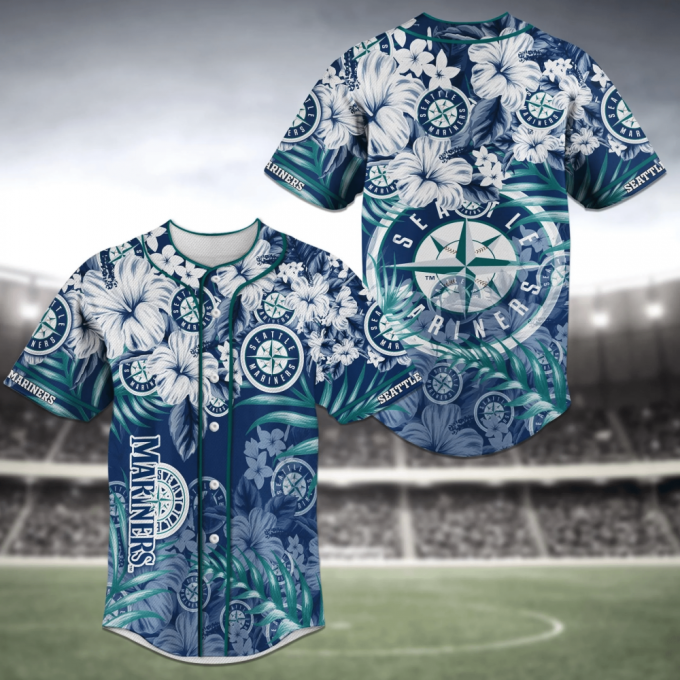 Seattle Mariners Mlb Baseball Jersey Shirt With Flower Design 2