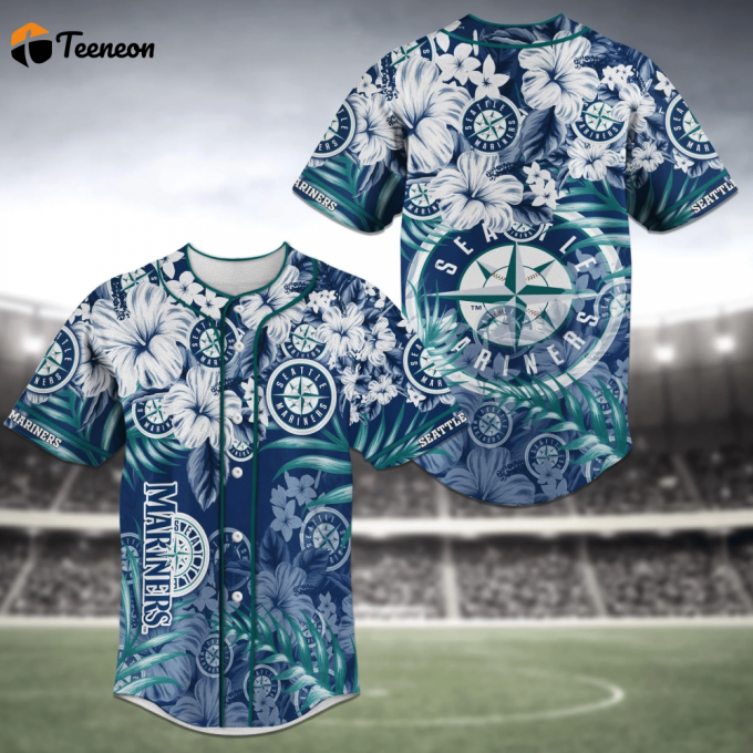 Seattle Mariners Mlb Baseball Jersey Shirt With Flower Design 1