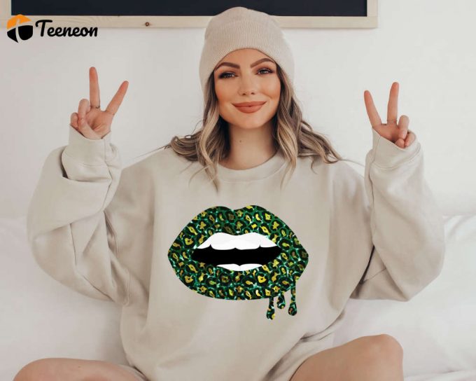 Cute Shamrock Lips Sweatshirt: St Patrick S Day Tee Gifts For Her 1