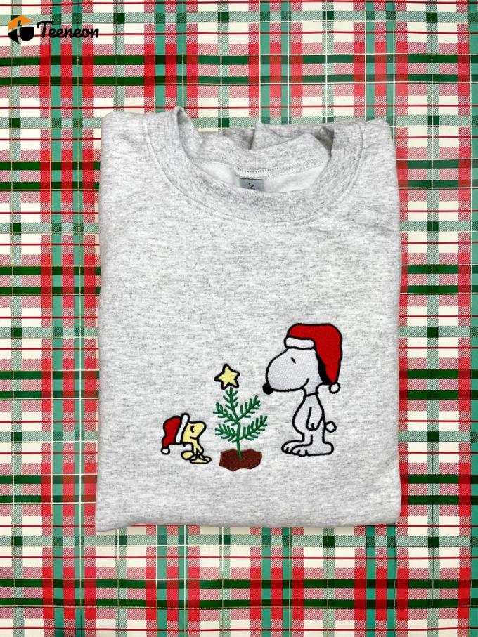 Snoopy And Woodstock Embroidered Shirt: Cute Peanuts Characters On Stylish Tee For Snoopy Fans 1