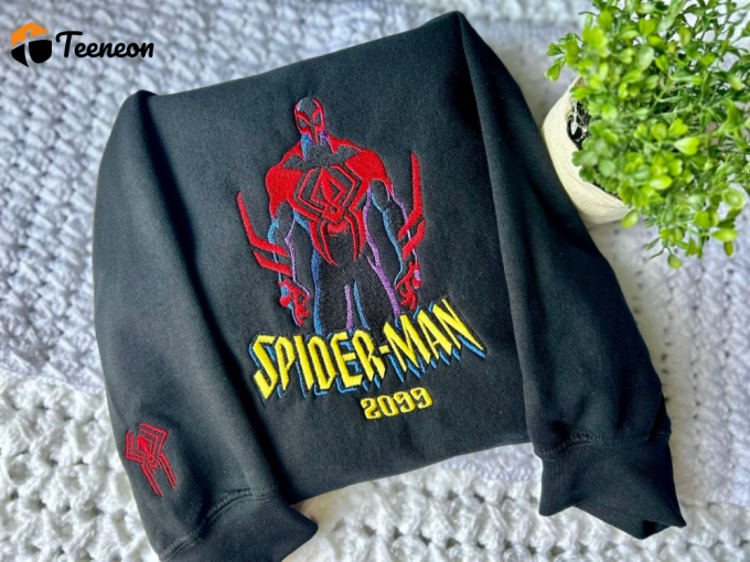 Spiderman 2099 Embroidered Shirt: Miguel O Hara Unique Design &Amp;Amp; Quality Fabric 1