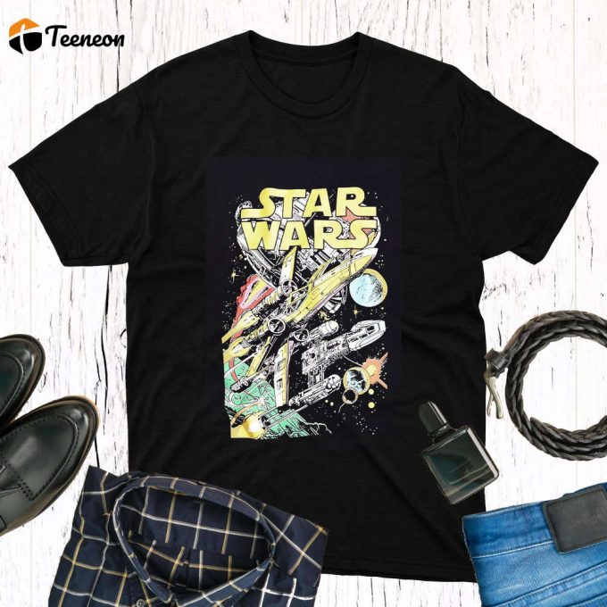 Star Wars X-Wing Y-Wing Space Scene T-Shirt: Perfect Fan Gift With Vintage Movie Appeal 1