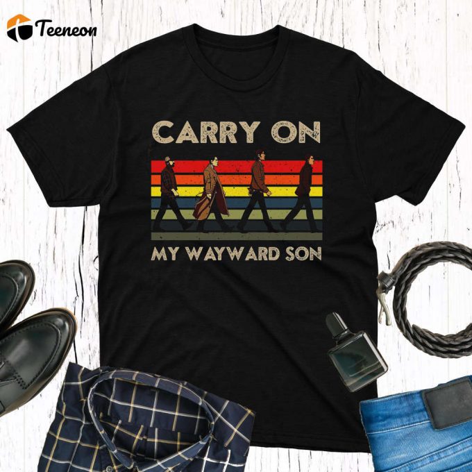 Vintage Supernatural Carry On My Wayward Son Comfort Colors Shirt - Trendy Abbey Road T-Shirt: Winchester &Amp;Amp; Supernatural Shirt 1