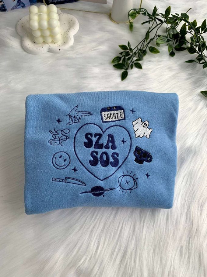 Sza Sos Favorite Songs Embroidered Sweatshirt: Trendy &Amp; Cozy Apparel For Music Lovers 2