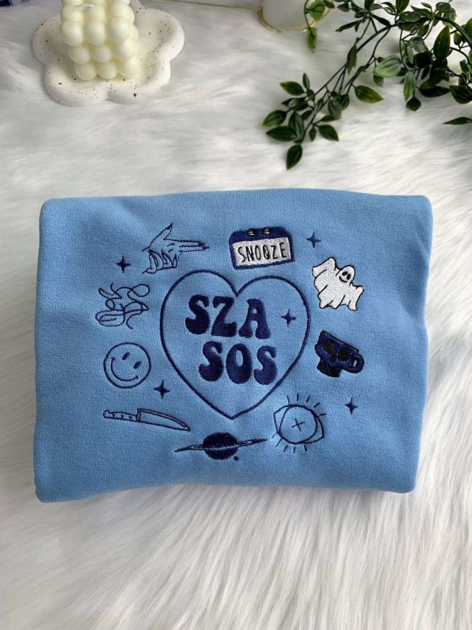 Sza Sos Favorite Songs Embroidered Sweatshirt: Trendy &Amp; Cozy Apparel For Music Lovers 3