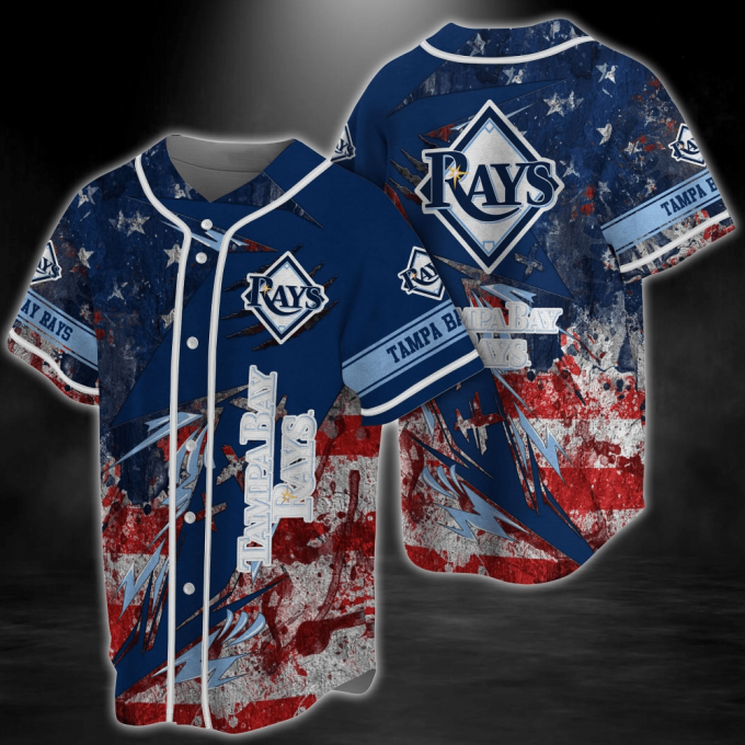 Tampa Bay Rays Mlb Baseball Jersey Shirt With Us Flag 2