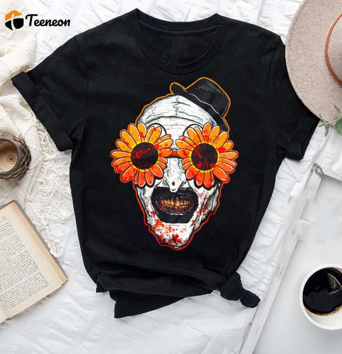 Terrifier 2 Art Sunflower Sunglasses Clown T-Shirt: Horror Movie Fan Gifts Vintage Terrifier Shirt 1