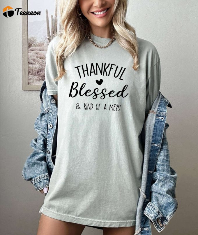 Express Your Gratitude With Our Thankful &Amp;Amp; Blessed Comfort Colors T-Shirt - Perfect Heart Shirt For Thanksgiving Fall Vibes &Amp;Amp; Autumn Style In Pumpkin Patch Shirt Design! 1