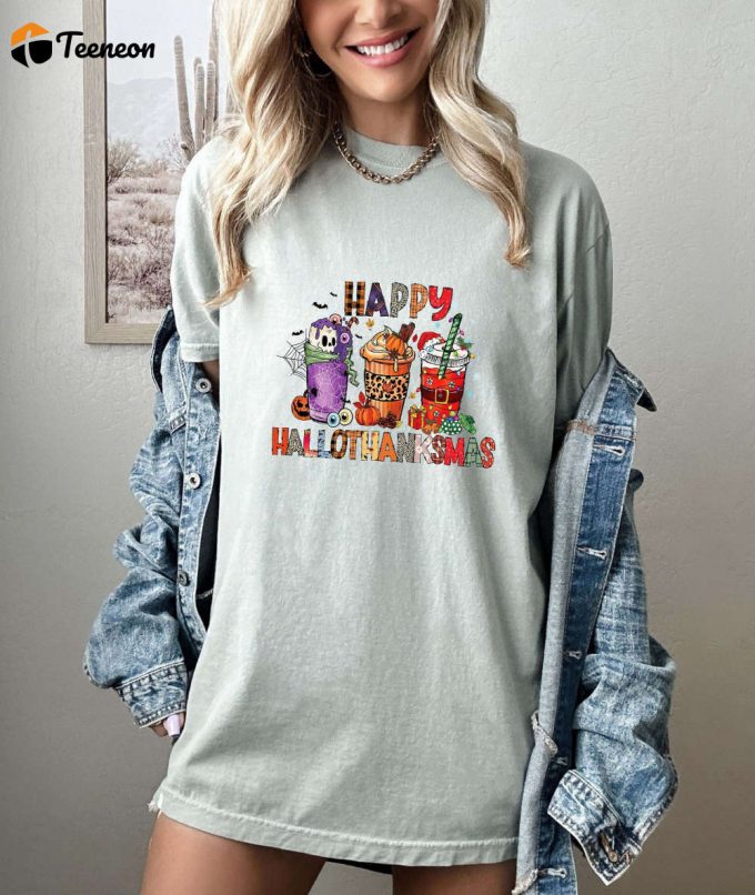 Shop The Best Thanksgiving Shirt Collection: Comfort Colors &Amp;Amp; Happy Hallothanksmas! Get In The Thankful Vibes With Our Grateful Shirt &Amp;Amp; Coffee Lover Shirt Perfect For Thanksgiving Parties! (187 Characters) 1