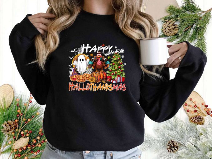 Cozy Up With Thanksgiving Sweatshirt: Ghost Face Fall &Amp; Thankful Vibes Shirt – Perfect Thanksgiving Gift! Stay Grateful With Hallothanksmas Shirt 2