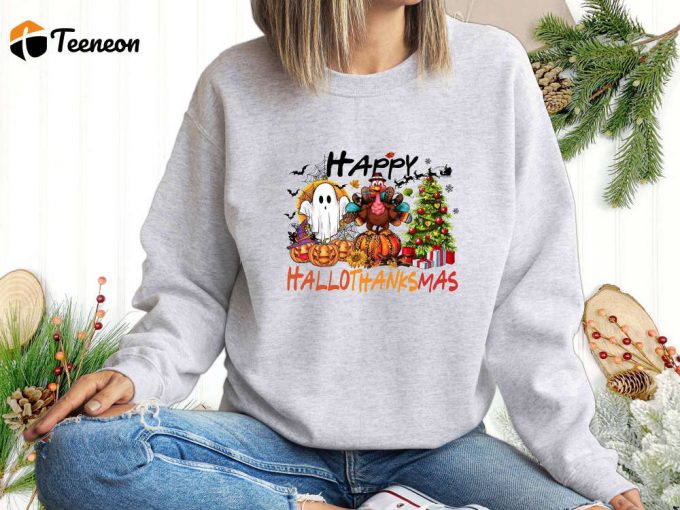 Cozy Up With Thanksgiving Sweatshirt: Ghost Face Fall &Amp;Amp; Thankful Vibes Shirt – Perfect Thanksgiving Gift! Stay Grateful With Hallothanksmas Shirt 1