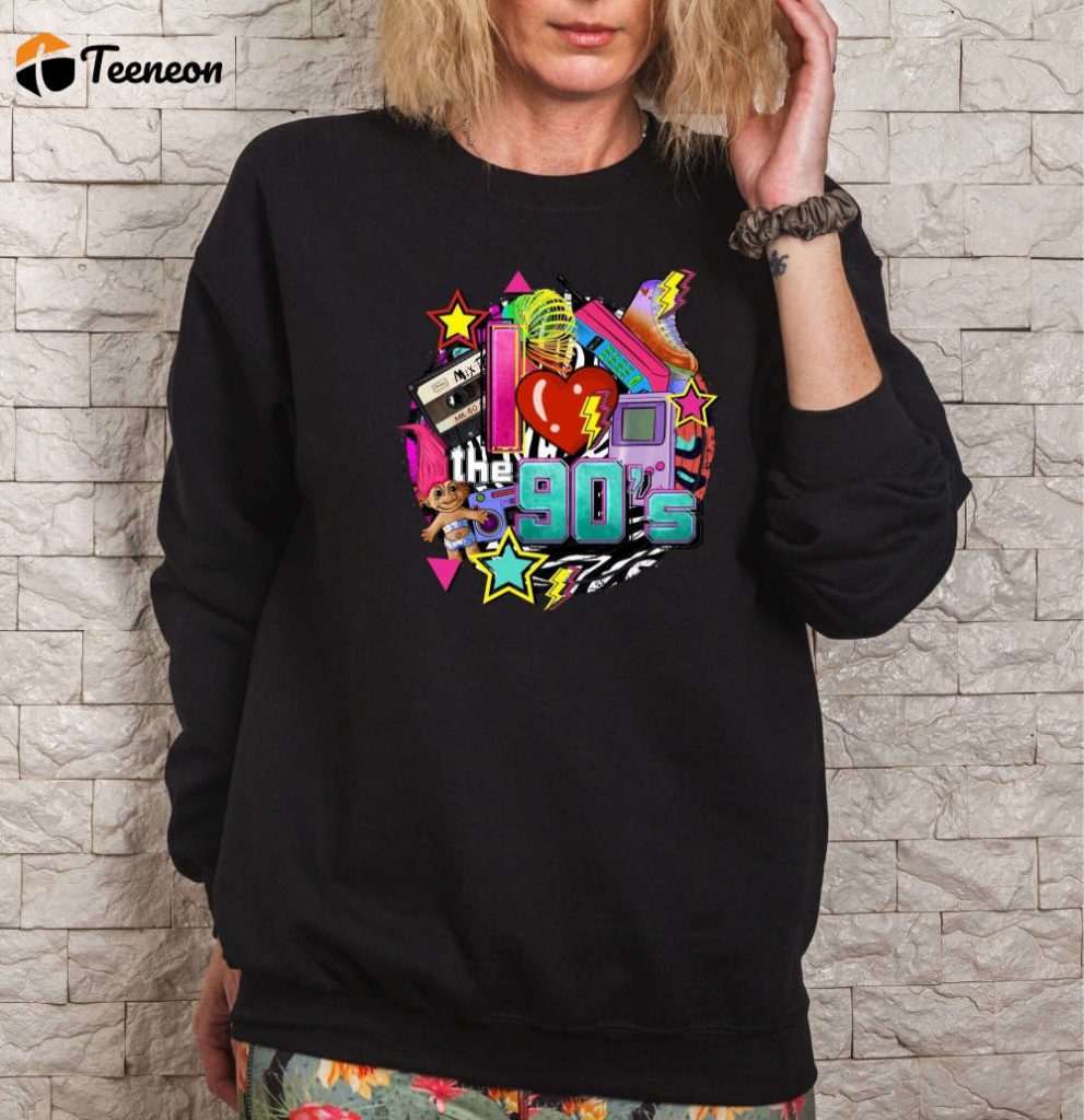 90 S Sweatshirt: Retro Vibes Vintage T-Shirt For Best 90 S Style Vacation &Amp; Party Unique Graphic Shirt For Birthday Gift 3