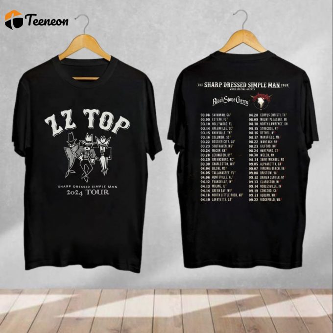 Sharp Dressed Simple Man Zz Top &Amp;Amp; Lynyrd Skynyrd 2024 Tour Shirt - Official Merchandise 1