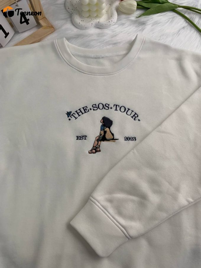 Stay Stylish With The Sos Tour 2023 Embroidered Sweatshirt - Limited Edition Music Merch 1