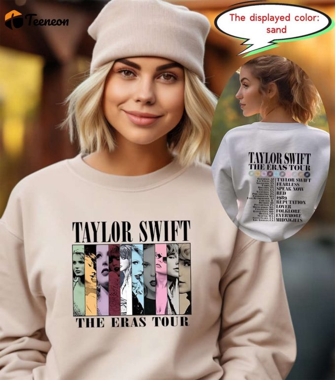 Vintage Two Sided Taylor The Eras Tour Sweatshirt - Swiftie Merch 2023 Vintage Concert Shirt 1