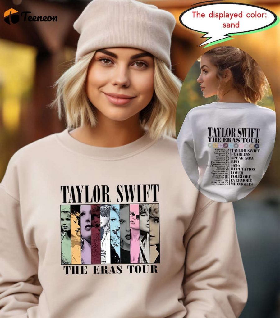 Vintage Two Sided Taylor The Eras Tour Sweatshirt - Swiftie Merch 2023 Vintage Concert Shirt 3