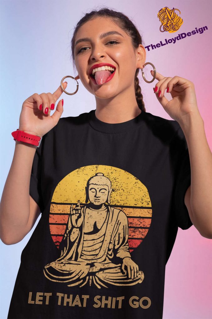 Vintage Buddha T-Shirt: Let That Shit Go! Yoga Unisex Tee With Mandala Art 2