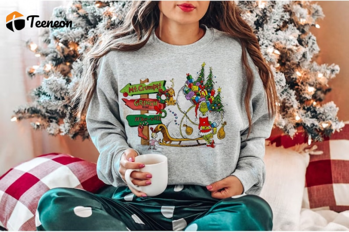 Get Festive With A Vintage Merry Grinchmas Printed Shirt - Perfect For The Holidays! 1