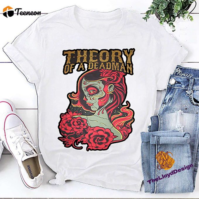 Vintage Red Rose T-Shirt: Theory Of A Deadman Retro &Amp;Amp; Unisex Shirt For Dazzling Women 1