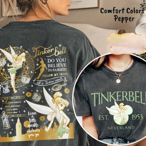 Stylish Vintage Tinkerbell Shirt: Nostalgic Disney Fashion for Fairy Lovers