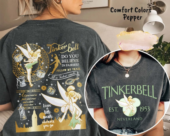 Stylish Vintage Tinkerbell Shirt: Nostalgic Disney Fashion For Fairy Lovers 2