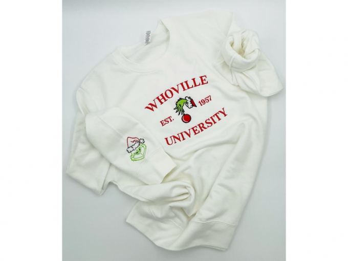 Get Cozy With Whoville University S Embroidered Sweatshirt – Stylish Comfortable &Amp; Uniquely Whoville! 3