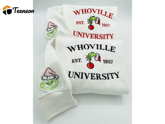 Get Cozy With Whoville University S Embroidered Sweatshirt – Stylish Comfortable &Amp;Amp; Uniquely Whoville! 1