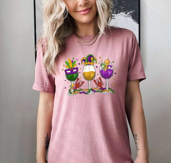 Shop The Best Wine Party T-Shirt &Amp; Mardi Gras Shirts - Festival &Amp; Drinking Tees With Fleur De Lis Design! Perfect Mardi Gras Gift &Amp; Friend Party Tee For Fat Tuesday Celebrations! 2