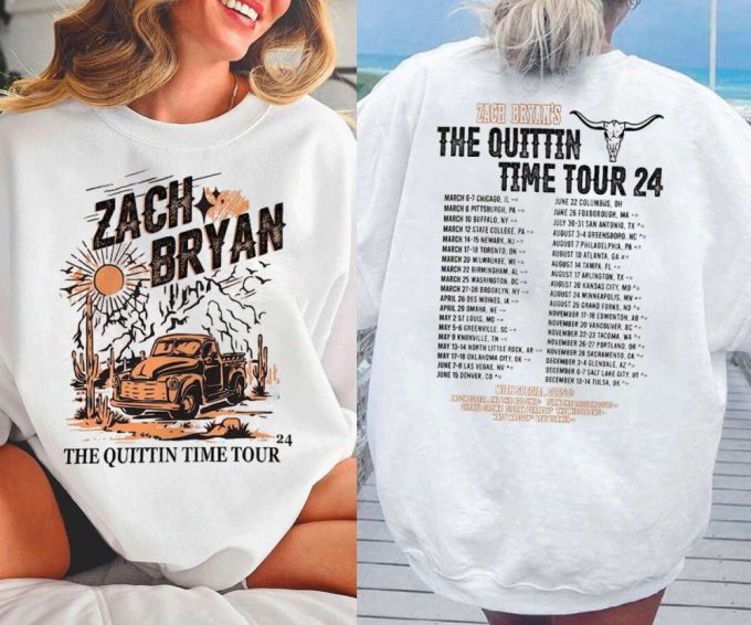 Zach Bryan Quittin Time Tour 2024 Sweatshirt: Shop Now! 3