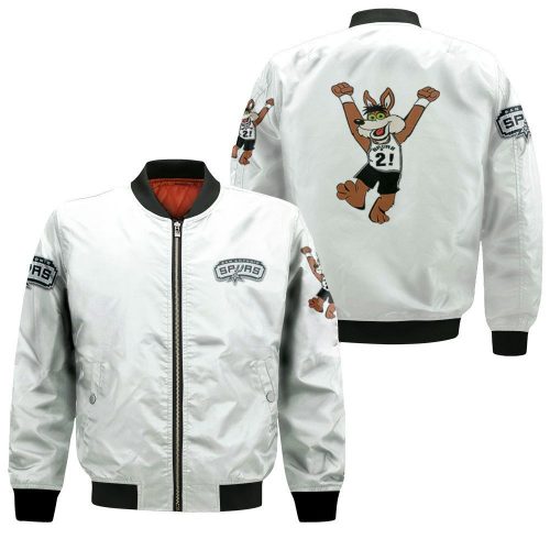 San Antonio Basketball Classic Mascot Logo Gift For Antonio Fans White Bomber Jacket