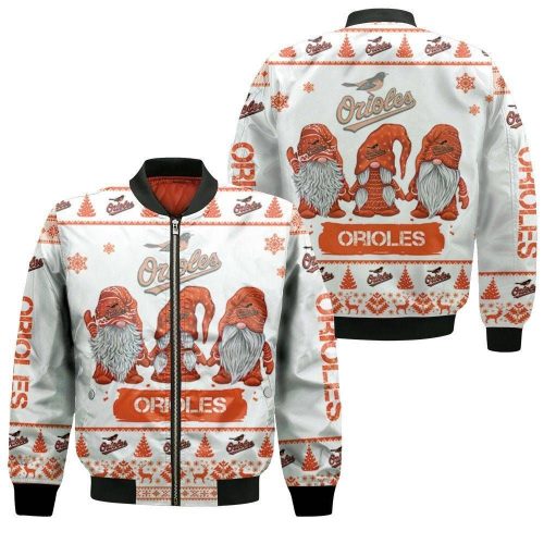 Christmas Gnomes Baltimore Orioles Ugly Christmas Bomber Jacket