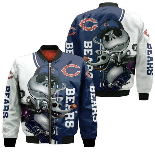 Chicago Bears Jack Skellington And Zero Bomber Jacket