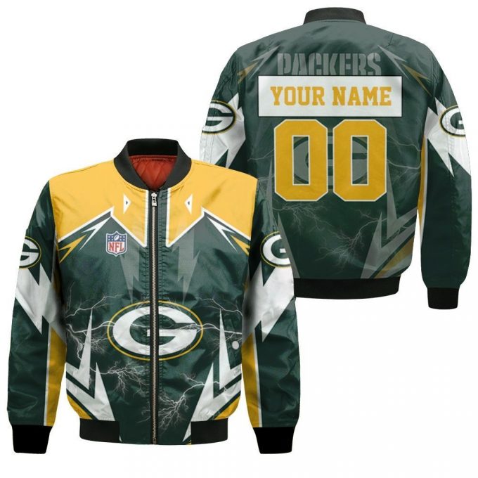 Green Bay Packers Lightning Personalized 1 Bomber Jacket