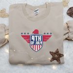 Celebrate 4th of July with our Patriotic Eagle Flag Embroidered Shirt – Perfect National Day Gift!