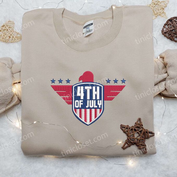 Celebrate 4Th Of July With Our Patriotic Eagle Flag Embroidered Shirt – Perfect National Day Gift!